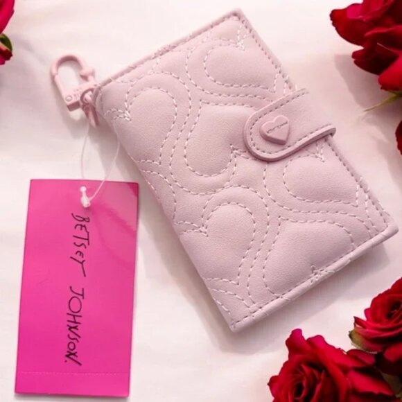 Betsey Johnson Pink Quilted Wallet with Clip - Picture 2 of 7